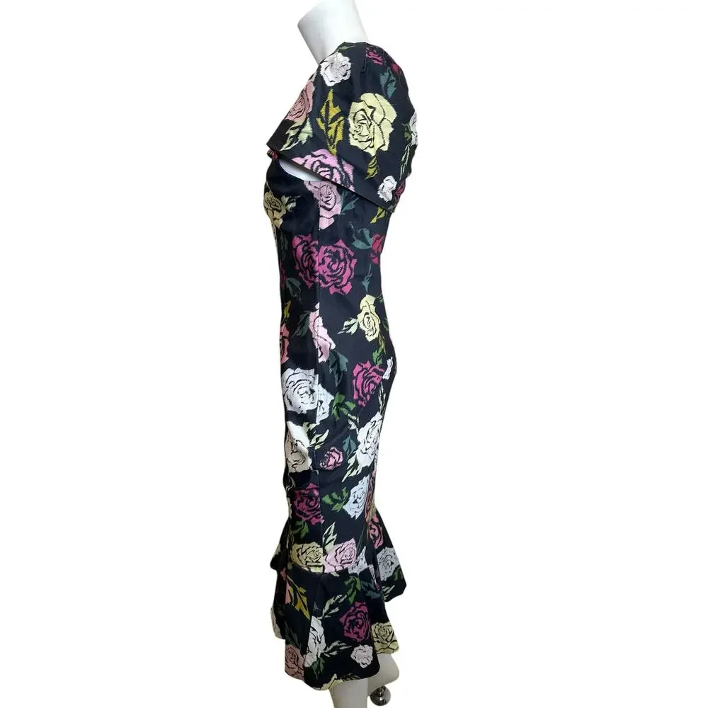 Janie Bryant x Unique Vintage Rose Print Off Shoulder Wiggle Dress Large NWT - Picture 6 of 13